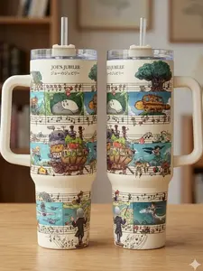 Ghibli Studio Ver2 Tumbler, How'l moving Castle Tumbler, Totoro Custom Anime Tumbler, Anime Tumbler