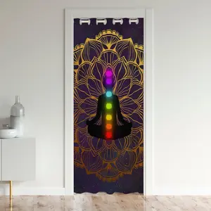 Feelyou 30%-50% Blackout Chakra Curtain - Boho Mandala, Purple Galaxy, Chic Golden Bohemian Zen Spiritual Design, Privacy Grommet, Thermal Insulated Door & Window Treatment, Home Decoration, Interior Decoration Accessory, Home Decoration Curtain, Interior