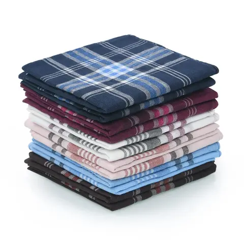 Men's Handkerchiefs, 12 Pack Gents Hankies, Mens Premium Handkerchiefs Cotton White Pocket Square Hanks for Men Women