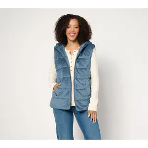 Susan Graver Weekend Lightly Quilted Knit Corduroy Hooded Vest
