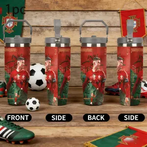 1pc 30oz Insulated Tumbler - Stainless Steel with Straw, Leak-Proof, Perfect for Travel, Sports & Fitness | Cristiano Ronaldo Soccer theme Design, Ideal Gift for your love, Best for Christmas, Perfect for Thanksgiving,Suitble For Outdoor Camping