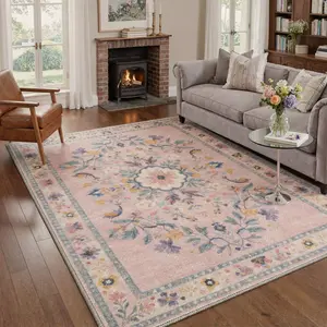 【Deals For You Days】BEIMO Soft Rug – Machine Washable, Non-Slip, Pet Friendly Floor Rug, Area Carpet Ideal for Living Room, Bedroom, Kitchen, Hallway, Complete Interior Decor ,ARP2649-BLOOM