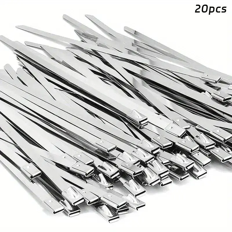 Stainless Steel Cable Ties, Rust-Resistant Self-locking Cable Ties, Multipurpose Cable Zip Ties for Mechanical, Vehicle, Exhaust Wraps and Outdoor Use