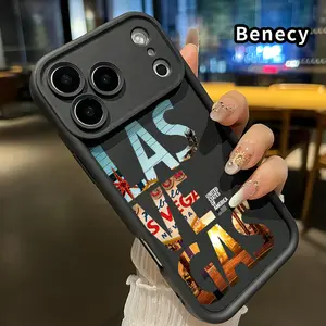 Las Vegas Glow Pattern TPU Phone Case for iPhone 17 Pro Max 16 15 14 Plus 13 12 Mini 11 XR X XS Air E Shockproof Drop Protection Rugged Durable Silicone Cover Cellphone Protective Casing