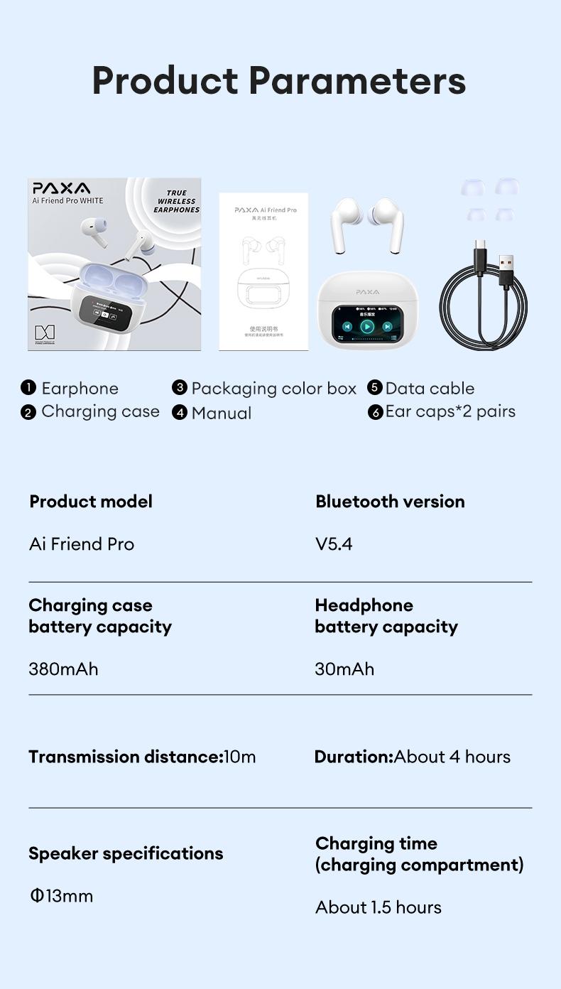 PAXA friend Intelligent Earphones,TWS Bluetooth Remote Control Earbuds for Short Video Watching and Camera Remote Control HIFI Stereo Sound Headphones Compatible with Various Systems