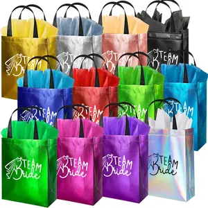 12-Pack Teambride Gift Bags with Handles, Party Favor Bags for Bride Shower, Singles Party, Bachelorette Party, Wedding Accessories