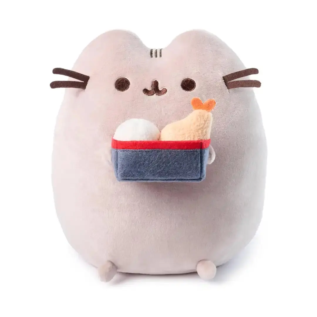 GUND Pusheen 9.5" Kawaii Bento Box Snackable Stuffed Toy - Soft Fabric, Classic Striped Tail & Back, Embroidered Facial Details, Cute Animal Aesthetic Dainty Toy for Foodies, 8-10 Years Kids