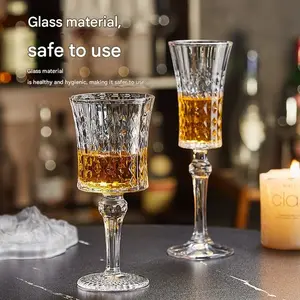 French embossed champagne glasses, vintage stemmed glasses, wine glasses, water glasses, high-end fashionable household wine glasses, and luxurious small glass wine glasses.