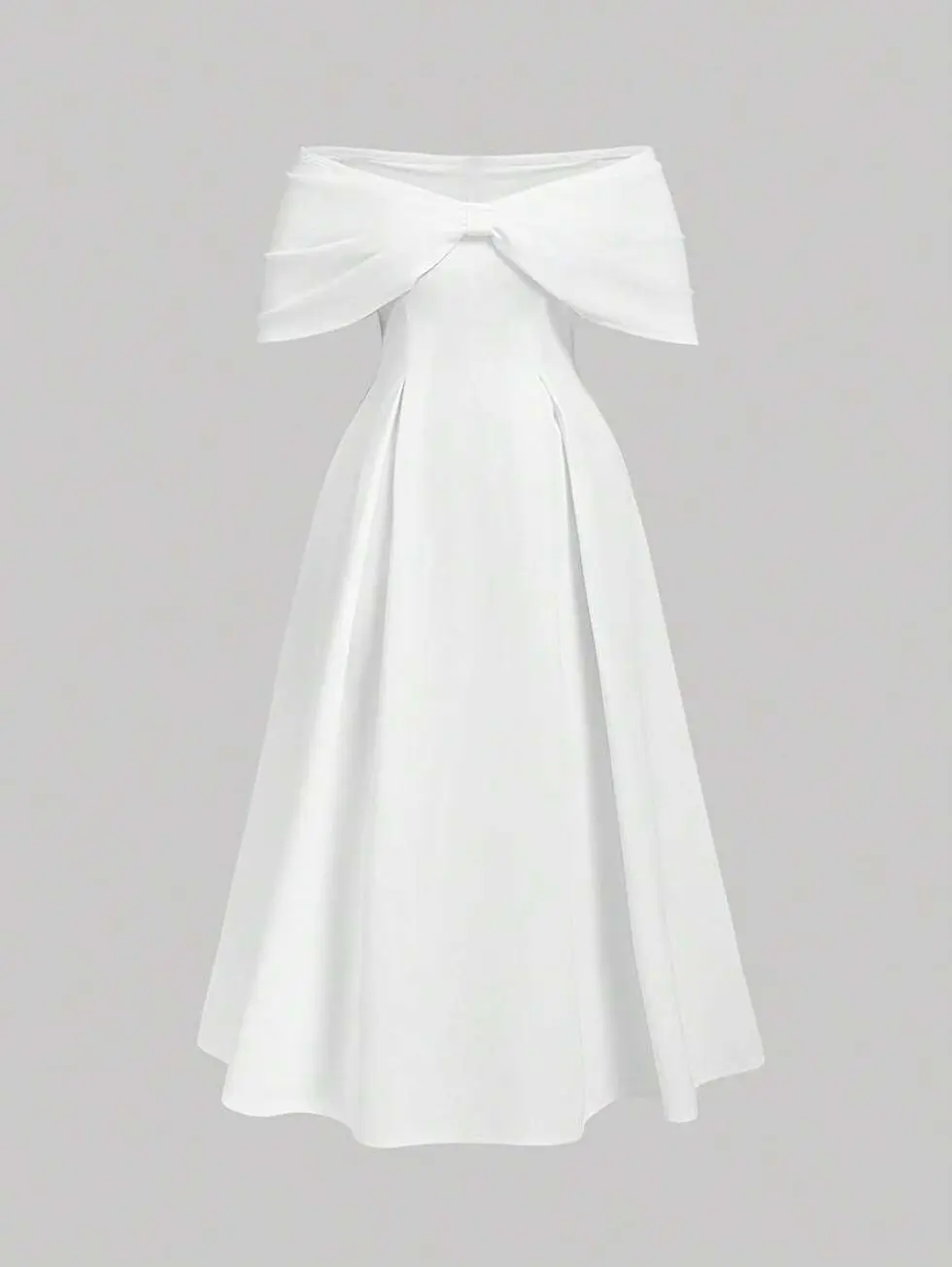 🤍 Plus Size White Off Shoulder Midi Dress, Elegant Bow Detail Dress For Weddings, Bridal Events, Graduations And Parties.