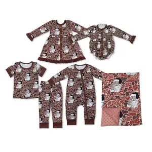 Santa Brown Camo Short Sleeve Pajama Set  Festive Xmas Gift for Cozy Nights  Trendy Camo Print  Santa Charm  Holiday PJs