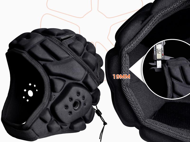 COOLOMG Soft Shell Helmet 19mm Thick Flag Football Rugby Scrum Cap for Youth Adult Padded Soccer Headgear with Adjustable Chinstrap & 3D Ear Design