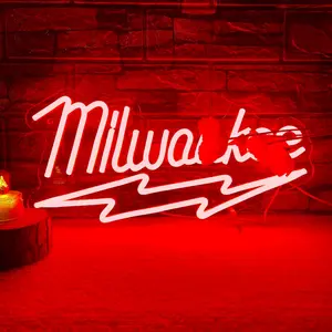 Milwaukee Tool LED Neon Sign Dimmable Garage Workshop Light Sign Decor, Man Cave Light for Repair Shop Parts Store Garage Repair Shop Bar Party, Gift for Him(15.7 * 7.9in)