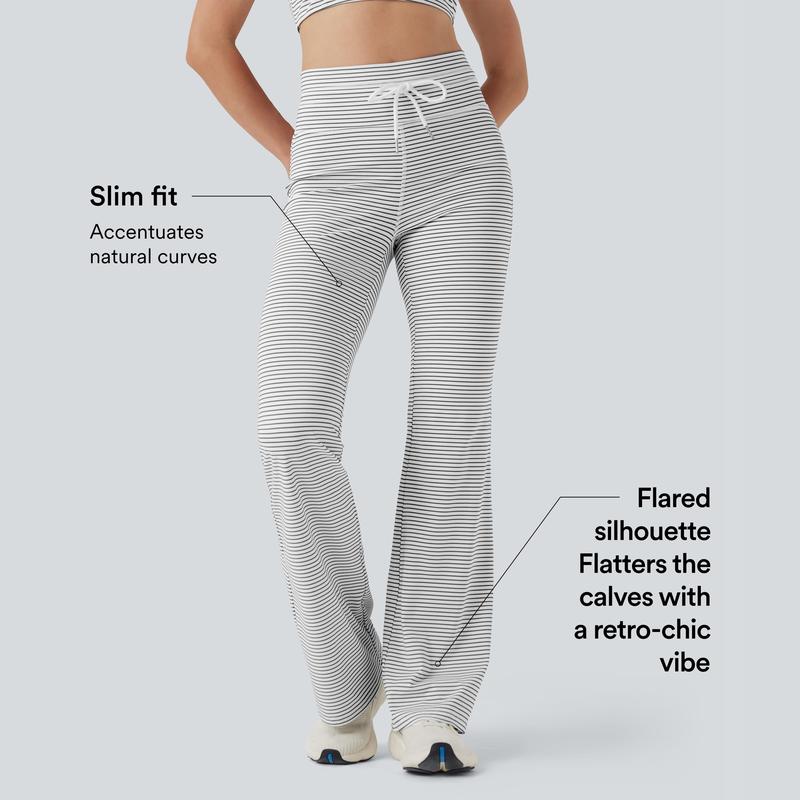 【Creator’s Pick】Halara High Waisted Drawstring Stripe Flare Yoga Pants with Pockets, Sweat-wicking Activewear