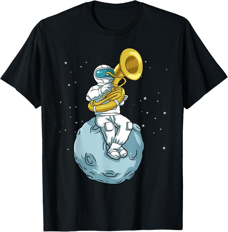 100% Cotton Unisex Sousaphone Shirt Women Men Marching Band Tshirt Tuba T-Shirt Vingate Printed Casual Round Neck T shirt