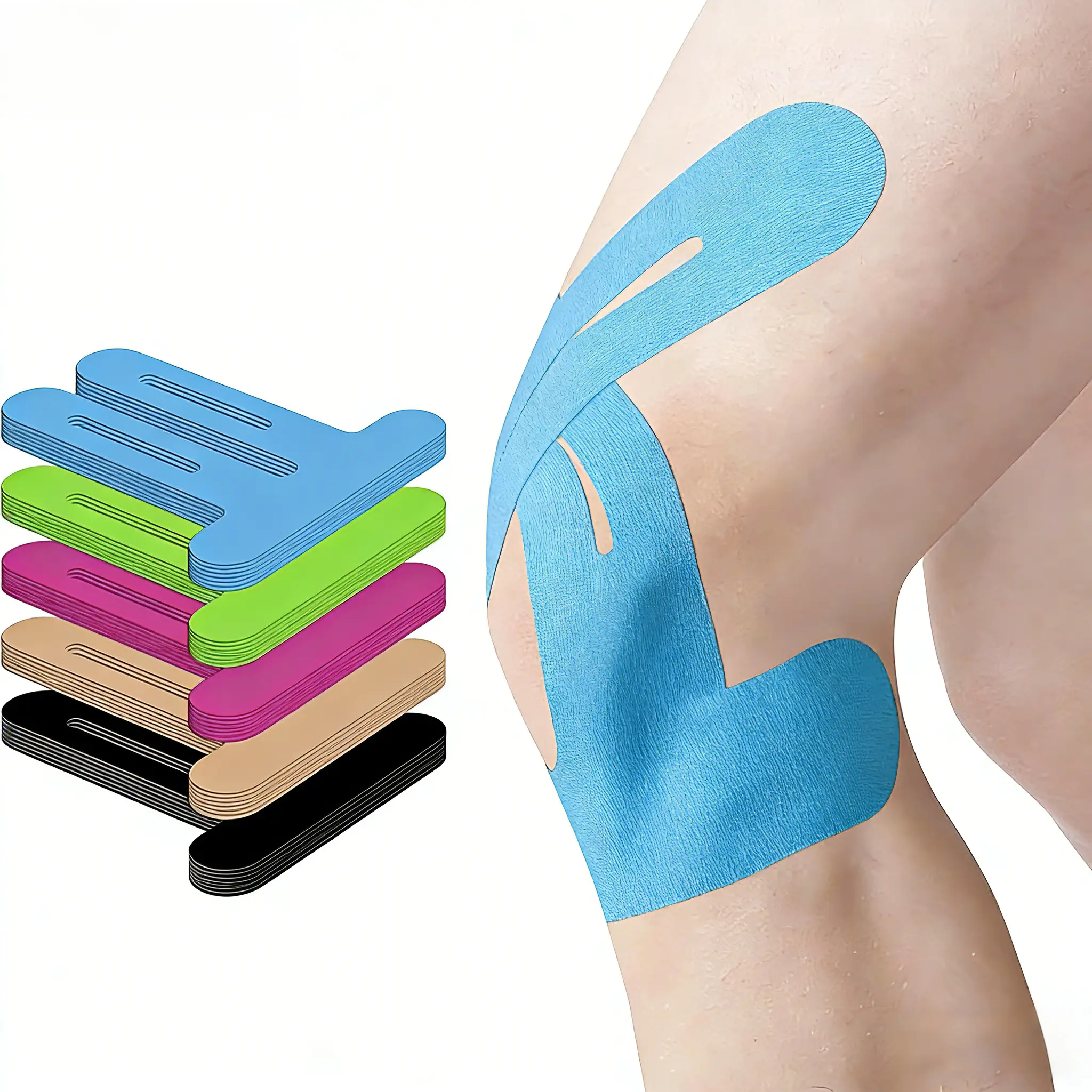 knee pain relief pre cut，Enhance elastic kinesiology knee joint protection knee recovery, 10 PCS Waterproof Knee Tape for Knee Pain Relief Pre Cut, Original Cotton Athletic Knee Tape, Waterproof & Hypoallergenic Latex-Free for Sports，3 styles