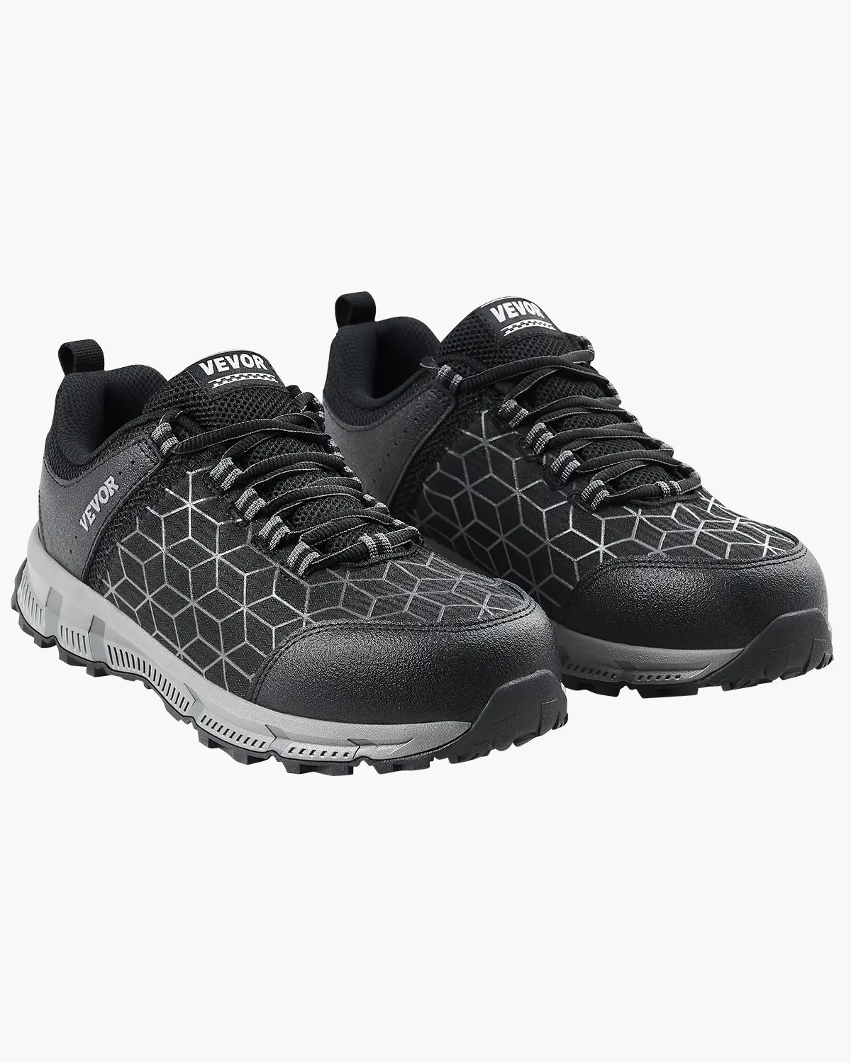 VEVOR Men's Industrially Hardened Work & Safety Footwear, US Size 11, Closed Flexible Cushion Sport Steel Toe Athletic Worker Shoes, Lightweight Breathable Construction Shoes, Black
