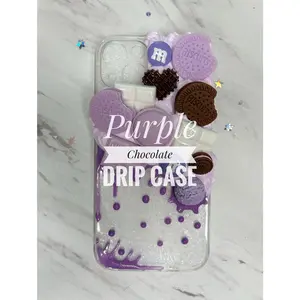 iPhone Custom Case Purple Drip Fake Whipped Phone Decoden Case Kawaii iPhone Samsung Case Custom Purple Cream Personalized Case