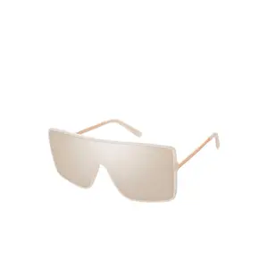 Square Shield Metal Temple Sunglasses in Rose Gold
