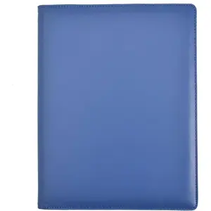 A4 Certificate Presentation Folder, Faux Leather Document Organizer, Professional Portfolio Book, Conference Display Binder (Blue, 24 Pockets 48 Sides)