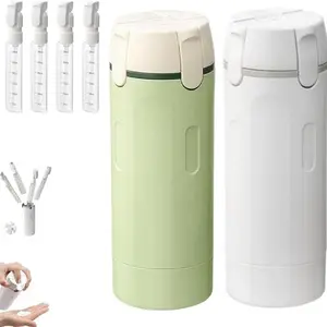 Portable Travel Toiletry Bottle Set, 4-In-1 Clear Refillable Leakproof Containers with Scale & Labels for Shampoo Lotion Cream, Makeup Cosmetic Beauty Organizer