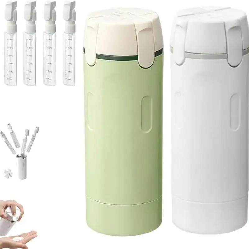 Portable Travel Toiletry Bottle Set, 4-In-1 Clear Refillable Leakproof Containers with Scale & Labels for Shampoo Lotion Cream, Makeup Cosmetic Beauty Organizer, Cosmetic Beauty Organisers