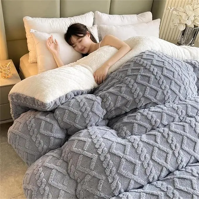 1-Piece Thick Reversible Plush Cable Knit Duvet with Up Pillow, 100% Polyester Ultra-Fluffy Warm Winter Bedroom Bedding, Multi-Color #halloweenfinds #tiktokshopbacktoschool