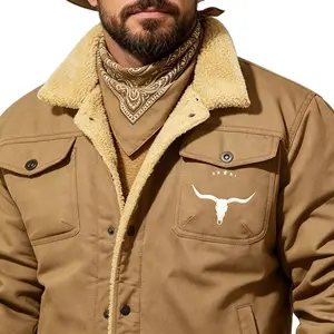 Lightweight Retro Western Trucker Jacket Lapel Casual Coat Mens Work Cargo Outerwear