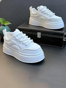 Men's Fashionable Lace Up Low Top Skate Shoes, Casual Comfortable Breathable Sports Shoes, Trendy All-match Platform Sneakers for Daily Wear, Thick Soled Sneakers