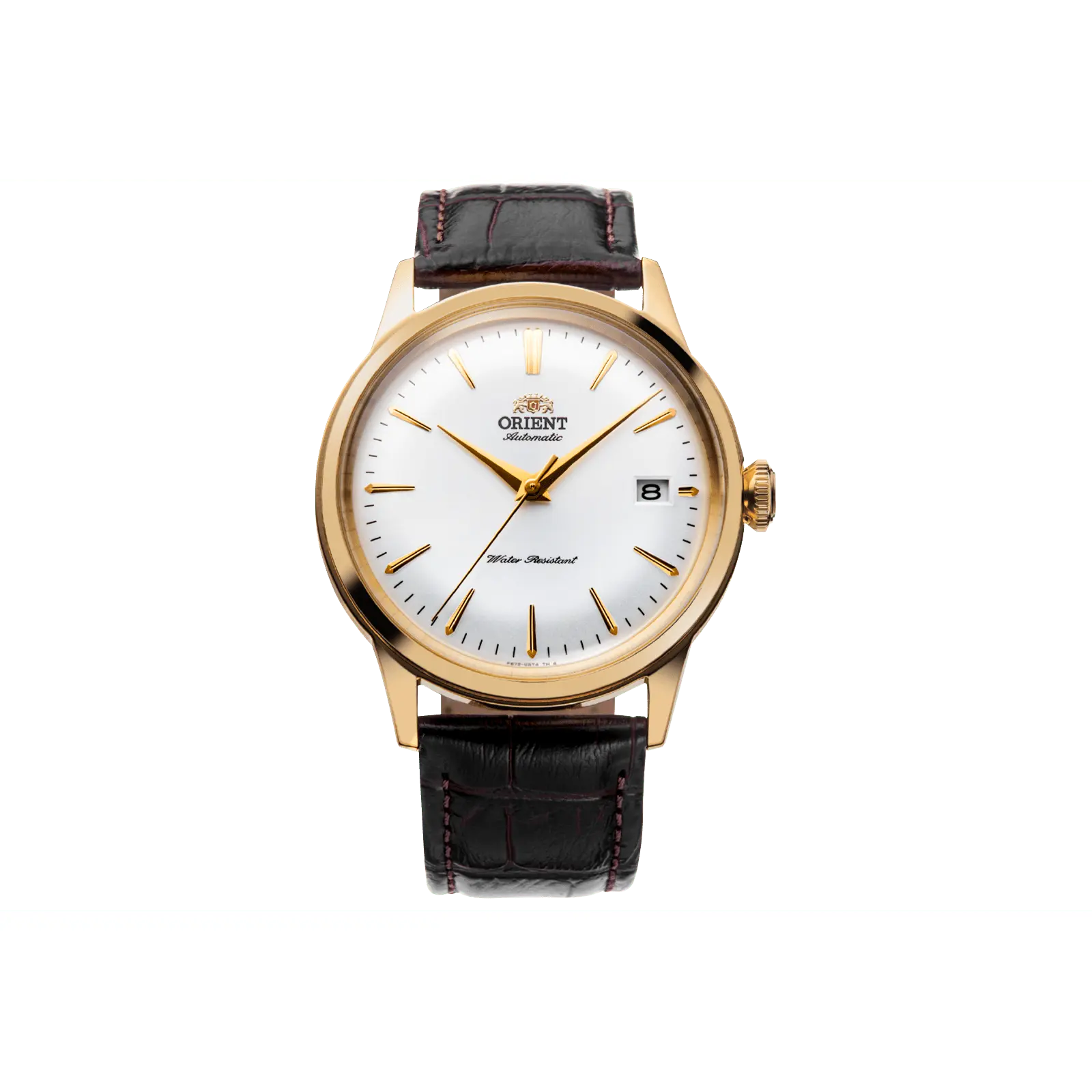 Orient Men's Bambino Version 7 Automatic Mechanical Dress Watch, 38.4mm Round Stainless Steel Case, Brown Leather Band with Buckle, Date Display, 30m Water Resistant, Automatic Mechanical Watch, Retro Style, 12 Months, 40H Auto Reserve, Automatic Date Wri