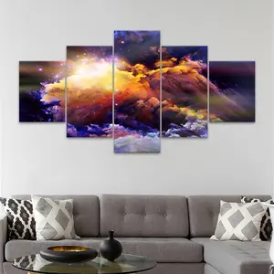 5 Counts Unframed Canvas Poster, Unframed Art Print, Cosmic Nebula Colorful Clouds, Living Room Decoration, Modern Art, Wall Art Decoration, Odorless, Waterproof, Artwork