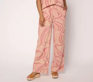 Peace Love World Boheme Petite Linen Full Length Wide Leg Pants