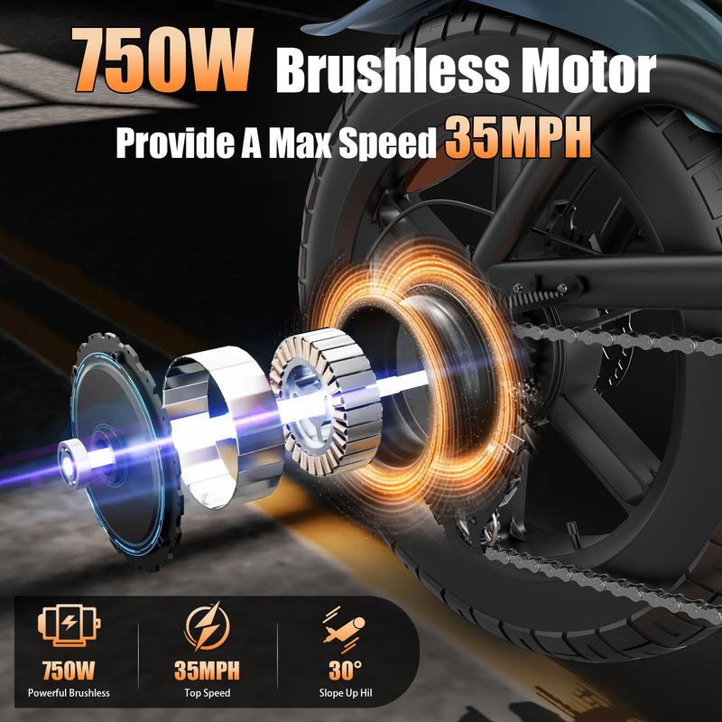 1500W Peak Electric Bike for Adults, 48V/20AH E-Bike, 28-30MPH Electric Motorcycle, Symzodo Adults E-Bike, 20" Fat Tire Dirt, 45-55 Miles Long Range Dirtbike for Off-Road Snow Sand