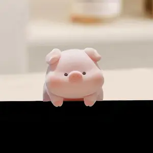 MUNBYN  Cute Piggy Lying Figurine Desk Ornament, Mini Pig Desktop Decoration for Office & Computer Desk, Adorable Pig Desk Accessories for Home and Workspace