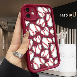 Baseball Heartbeat Soft Case for iPhone 17 Air 16 Pro Max 15 Plus 14 13 12 11 X Shockproof Drop Protection Rugged Durable Silicone Cover Anti-Scratch Festive Design