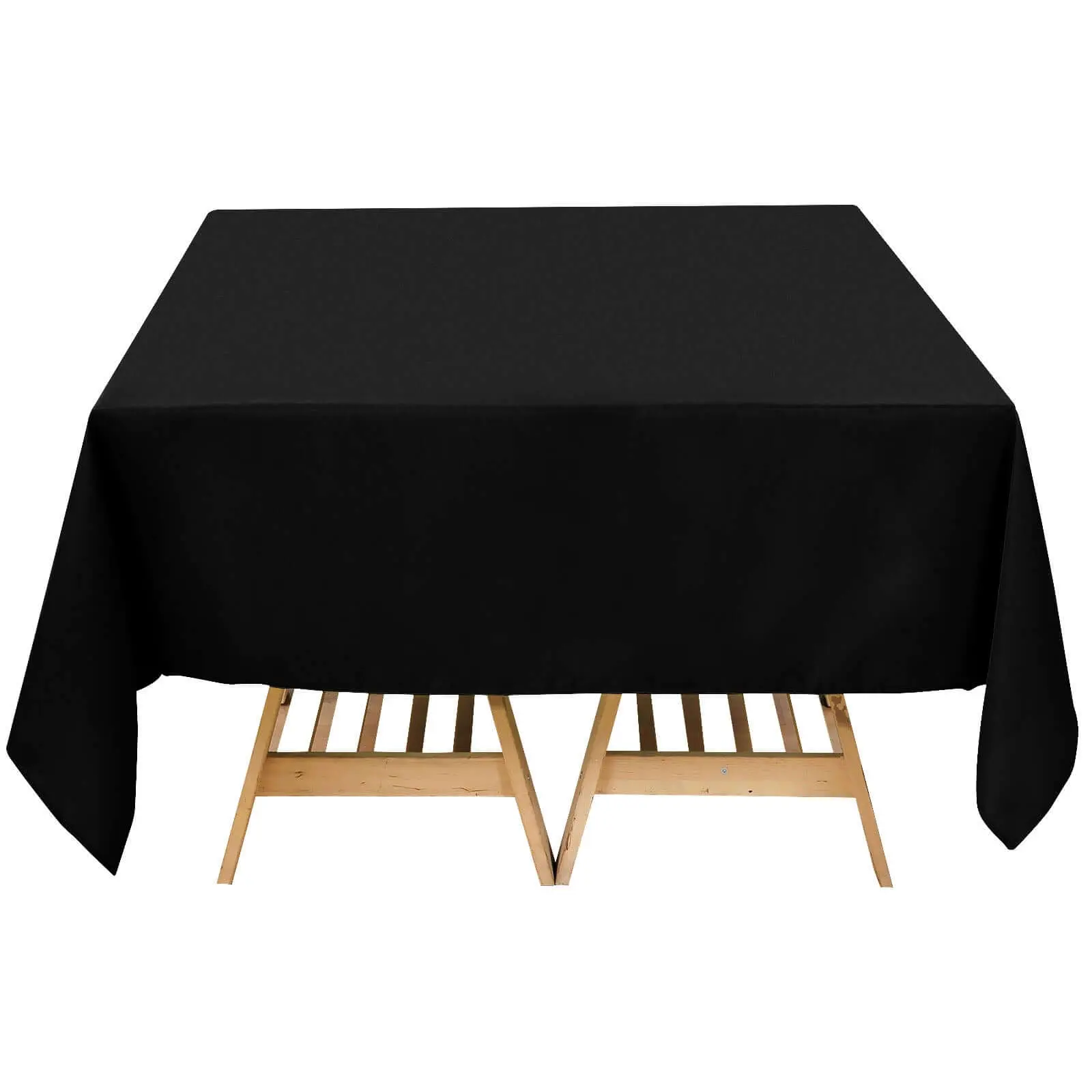 1-Piece Premium Polyester 70"x70" Solid Black 220GSM Square Tablecloth - Washable, Wrinkle-Resistant, Low-Iron, Cold-Wash, Hang-Dry, Hand-Wash Compatible, All-Seasons for Party, Wedding, Events