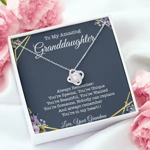 To My Granddaughter Necklace, Love Knot Necklace For Granddaughter, Gifts For Granddaughter, Granddaughter Gifts From Grandma, Birhday Christmas Gift