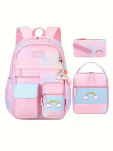 Girls Backpack 3pcs Set, Cute School Backpacks for Girls, Includes Lunch Box and Pencil Case, Perfect for School Use