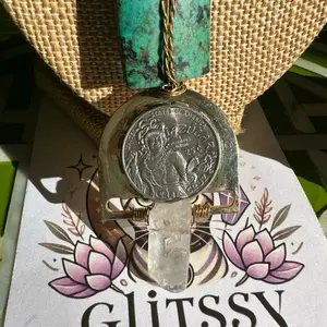 Azúcar Celia Cruz Turquoise & Quartz Pendant Statement Piece Timeless Elegnace