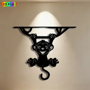 1pc Monkey Metal Wall Art, Cheerful Monkey Statue Mural, Ideal Gift for New Year, Easter, Monkey Decor Enthusiasts, Weather-Resistant Metal Wall Decor Wall Sculptures, Perfect for Living Room Wall & Garden Fence, Unique Home & Outdoor Decor