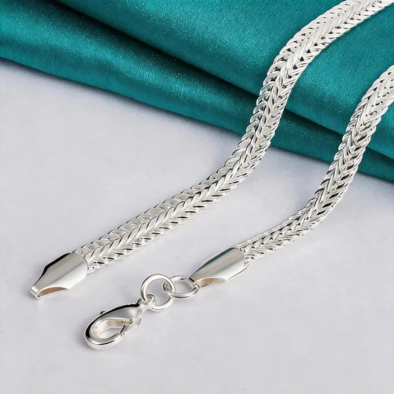Silver Herringbone Chain Necklace for Women & Men, 6mm 925 Sterling Silver Plated, Waterproof, Tarnish Resistant & Hypoallergenic, Trendy Stackable Choker Jewelry Gift, 20-24 Inch, Silver Necklaces