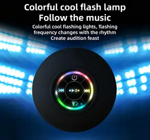 Mini Portable Bluetooth Speaker Black Waterproof Suction Cup Easy Pairing Subwoofer High Sound Quality Ideal for Bathrooms Outdoors Traveling Christmas Gift