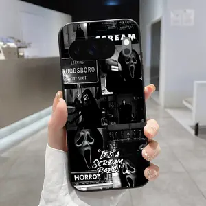 Rounded Edge TPU Phone Case for Google Pixel 10 9 8 7 Pro A XL Ghostface Horror Pattern Drop Protection Shockproof Soft Liquid Silicone Smartphone Cover