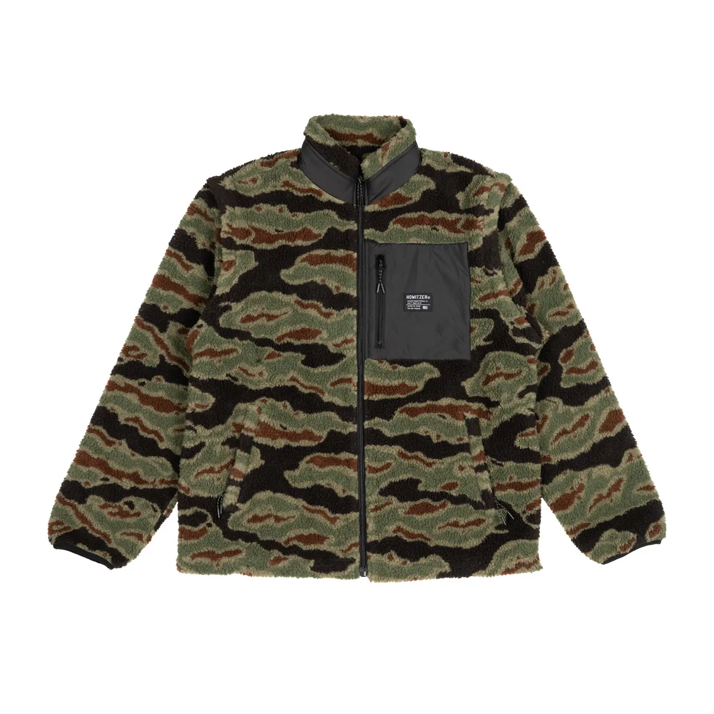 Howitzer Men's Convertible Sherpa-Lined Jacket, Timber Camo Print Outdoor Long Sleeve Top with Full Zipper