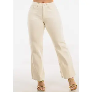 High Waist Straight Wide Leg Jeans Light Khaki