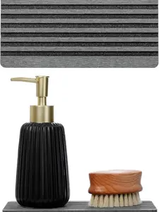 2PCS Diatomite Quick Stone Drying Tray Mat For Bathroom & Kitchen Counter, Instant Dry Water Absorbent Drink Bar Coaster,Vanity Sink Caddy Organizer,Dish Soap Sponge Holders, Charcoal,8"x3.8"