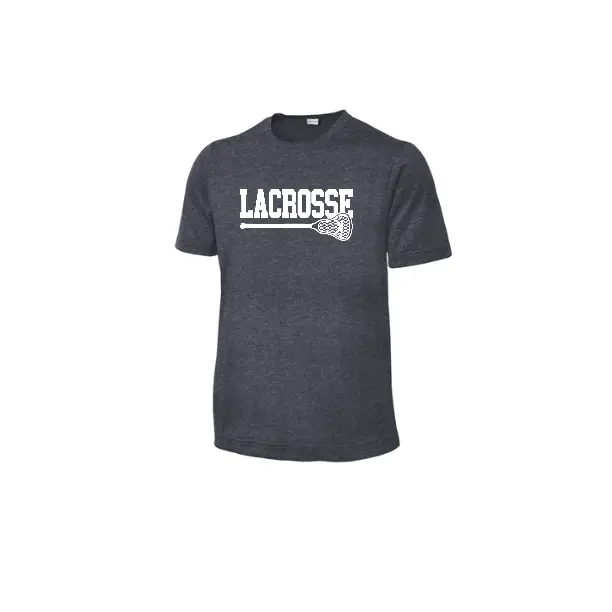 Men's Round Neck Lacrosse Stick Print Graphic Lightweight Short-Sleeve Snag-Resistant 3.8-oz Heathered Look Polyester Jersey Casual T-Shirt - Machine Washable Menswear Top, SUST360ROYSTICKNOTEAM