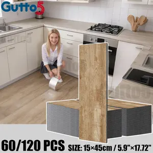 60pcs/120pcs self-adhesive wall and floor universal decorative stickers, Gutto5 retro wood grain texture, multiple styles and colors, suitable for DIY, easy to operate, simple and convenient to operate, easy to complete by one person