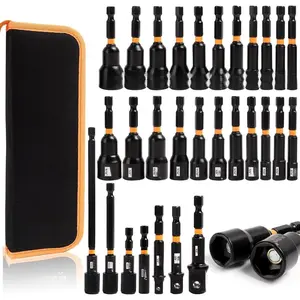 29-Piece Magnetic Impact Nut Driver Set Metric & SAE with Socket Adapters, Bit Holder, Wing Nut Driver, Universal Sockets, Quick Release Extension, Power Bits toolbox screwdriver set,Christmas gifts for men