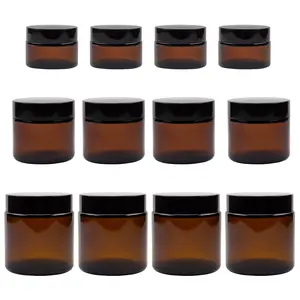Combo Pack of 1, 2 & 4oz Amber Glass Jars (12 Total)