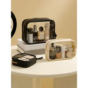 Clear Small Cosmetic Bag For Purse, Makeup Bag For School, Make Up Pouch For Travel, Make Up Organizer Case For Backpack, Toiletry Bag, Waterproof Square Pouch With Zipper, Pencil Case, Travel Cosmetic Bags